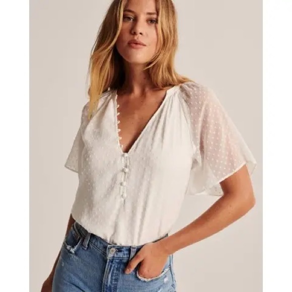 Abercrombie & Fitch Tops - Abercrombie and Fitch Clip Dot Button Up Bodysuit